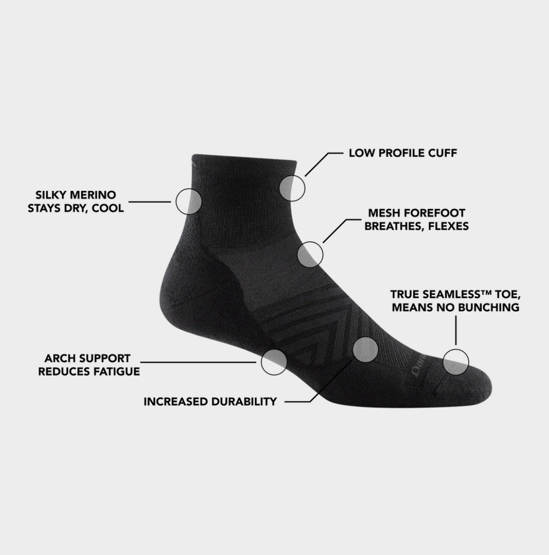 Men's Darn Tough Run Quarter Cushioned Ultra-Lightweight Running Socks