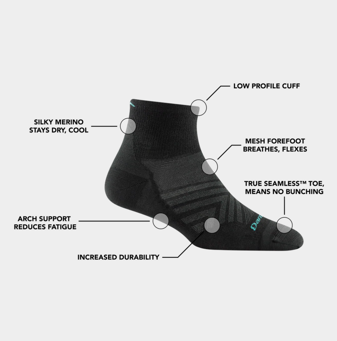 Women's Darn Tough Run Quarter Cushioned Ultra-Lightweight Running Socks